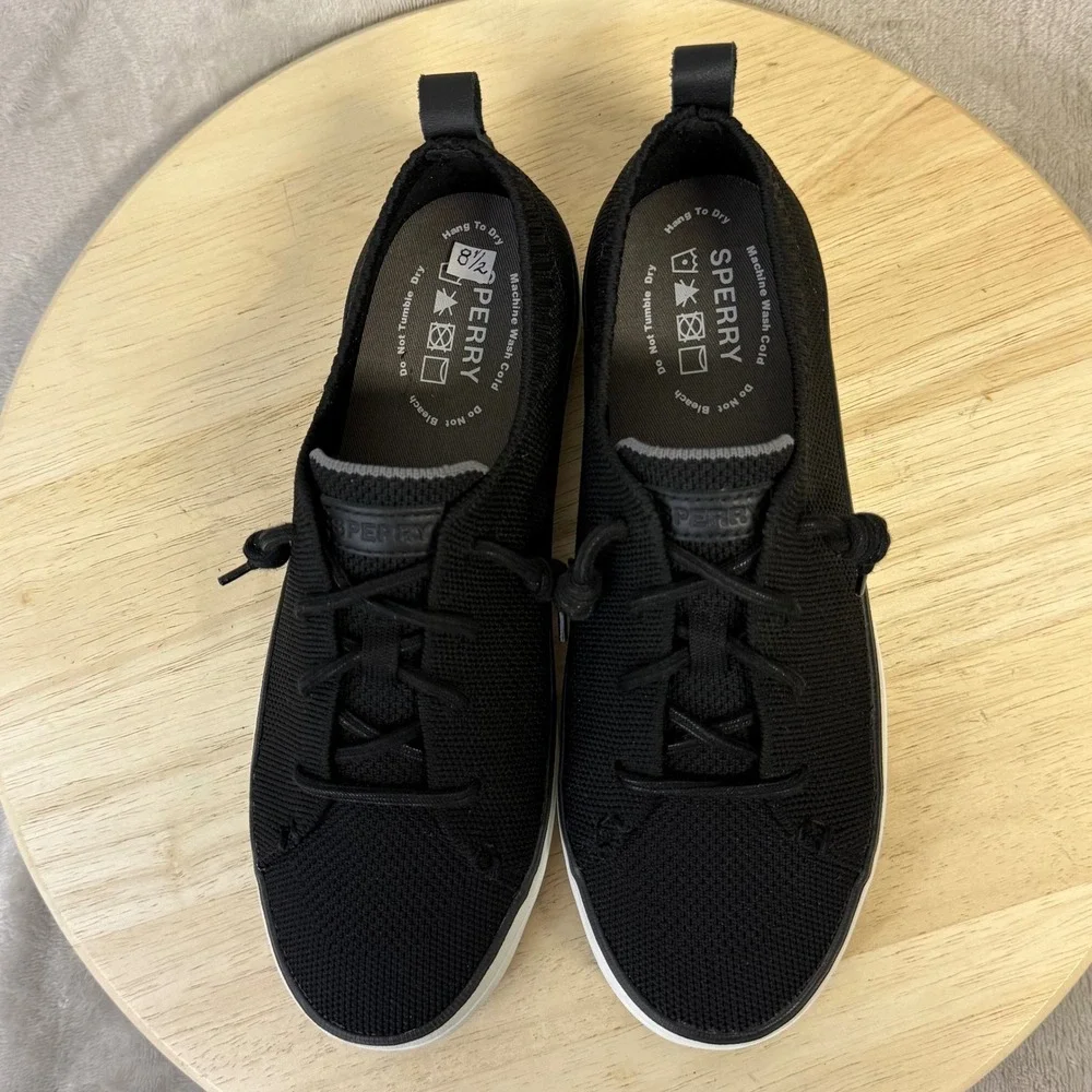 Sperry Crest Vibe Knit Black Sneakers Womens 8.5 Low Top Casual Shoes 109155